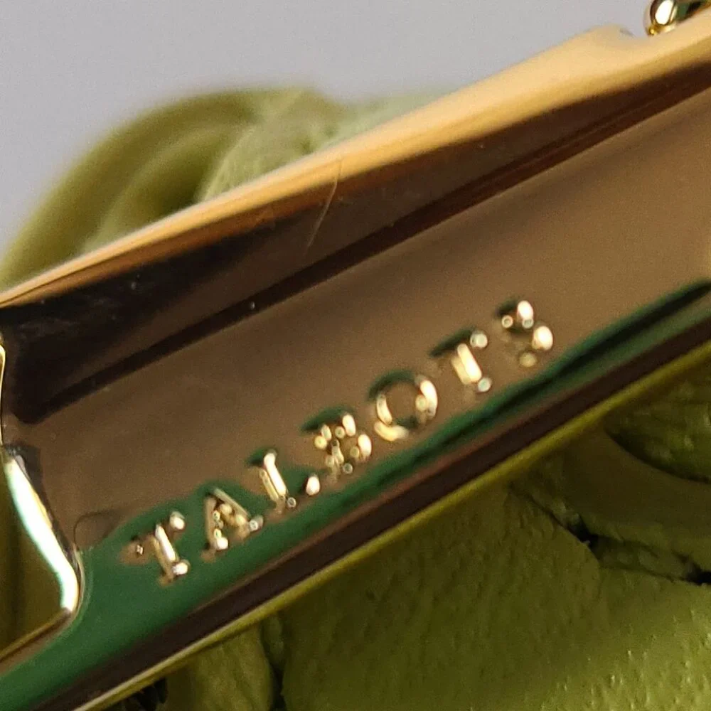 TALBOTS CRESCENT FAUX PEBBLED LEATHER WRISTLET -GREEN- NWOT